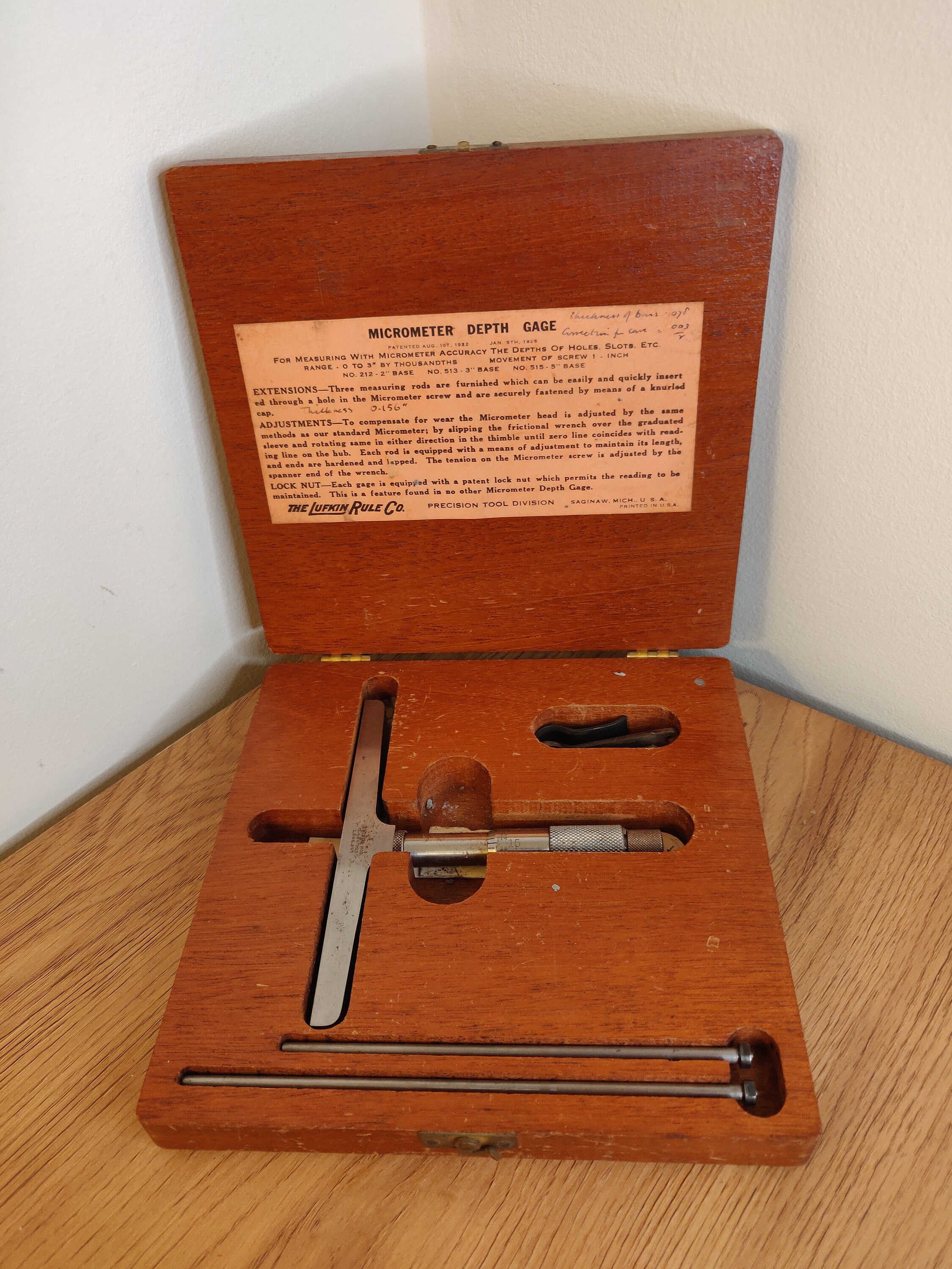 Lufkin Rule Co Micrometer Depth Gage Etsy