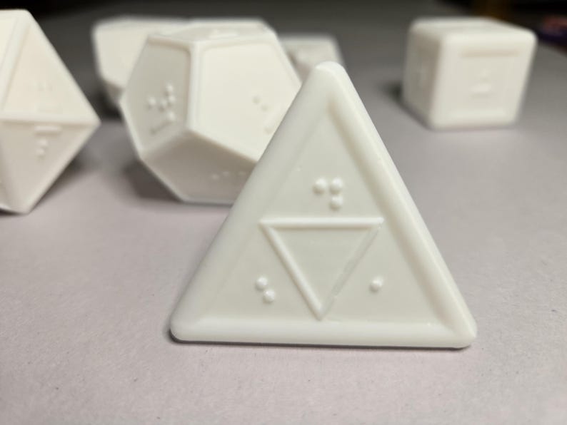 Set of 6 Braille RPG Dice (D4, D6, D8, D10, D12, D20) afbeelding 5