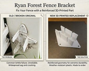 Ryan Forest Fence Bracket Replacement | PVC Panel Fence Support | Vinyl Fence Rail Mount | Discontinued Part Fix | Heavy Duty PETG Outdoor
