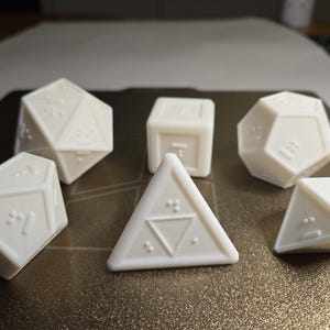 Set of 6 Braille RPG Dice (D4, D6, D8, D10, D12, D20)