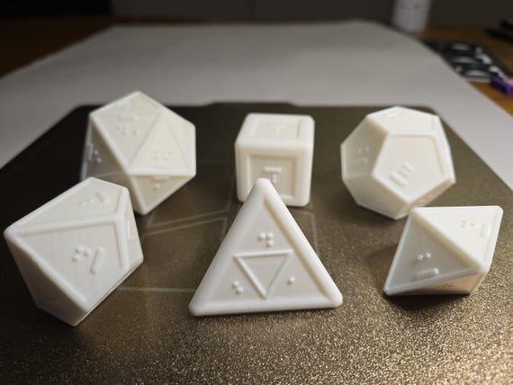 Set of 6 Braille RPG Dice (D4, D6, D8, D10, D12, D20)