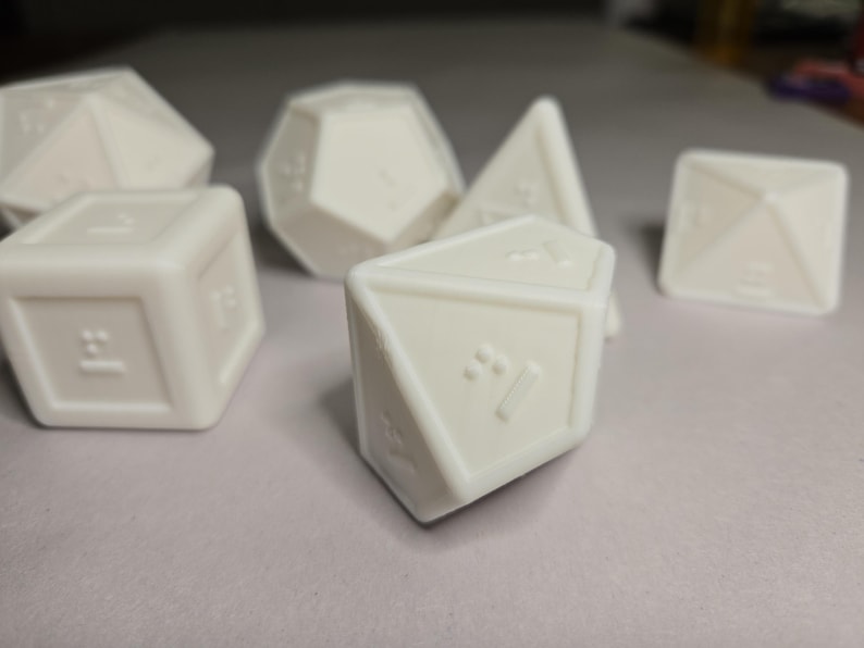 Set of 6 Braille RPG Dice (D4, D6, D8, D10, D12, D20) afbeelding 8