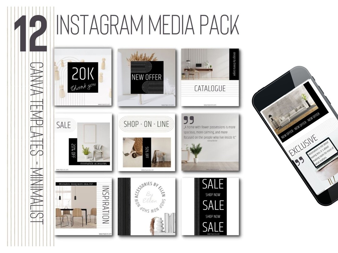 Minimalist Instagram Template Canva Templates Social Media - Etsy