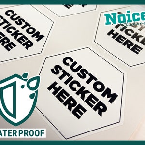 Custom, Add Your Design Hexagon Stickers // WATERPROOF
