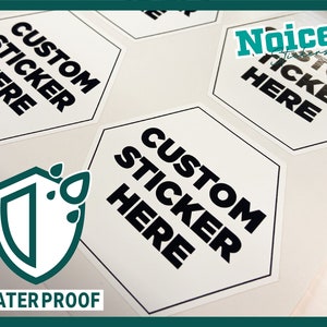 Op maat, voeg uw ontwerp zeshoekige stickers toe // WATERDICHT