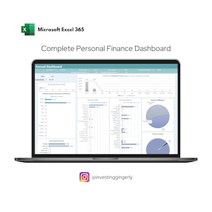 Personal Finance Dashboard (Multi-Year) Excel 365 | Personal Finance, Budget, Net Worth, Personalized Budget, Saving, Investing, Debt Payoff