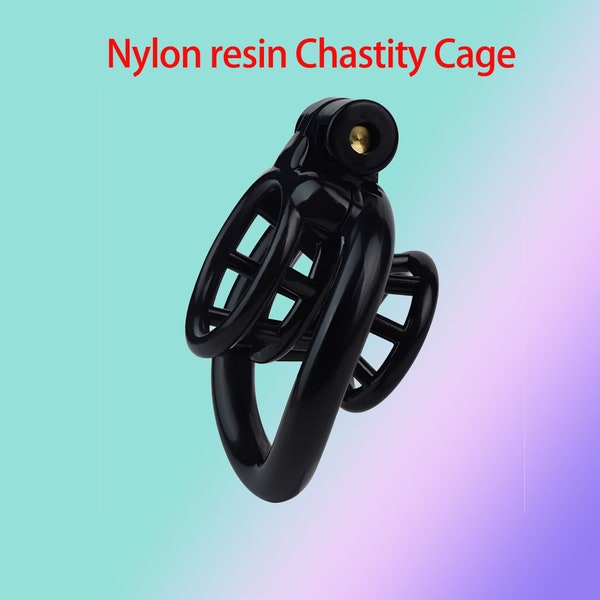 Nylon resin Chastity Cage Black / Black Mamba Lightweight Resin  Chastity Cage / Double lone face ring portable CB lock