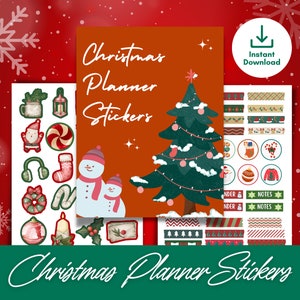 Christmas planner stickers download, Christmas stickers for Planner or Binder download, Christmas organizer stickers, christmas stickers,