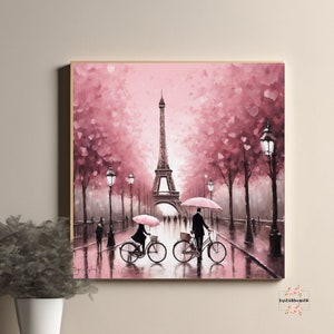 Paris Canvas Small Stretched, romantic Paris print canvas, Paris picture, Eiffel tower print, Paris in the rain wall art print