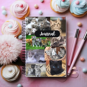 Cuaderno espiral gatito forrado, diario amantes de los animales, cuaderno gatito, diario amante de los gatos, cuaderno de la naturaleza, cuaderno lindo gatito