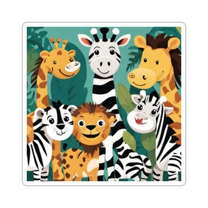 Jungle animal Stickers, fun animal stickers, animal sticker
