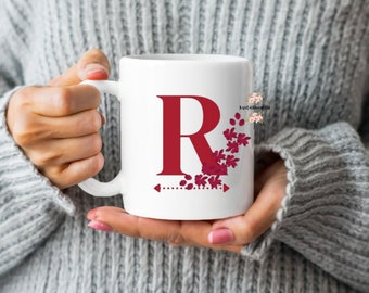 Taza de cerámica con la letra R: regalo inicial personalizado