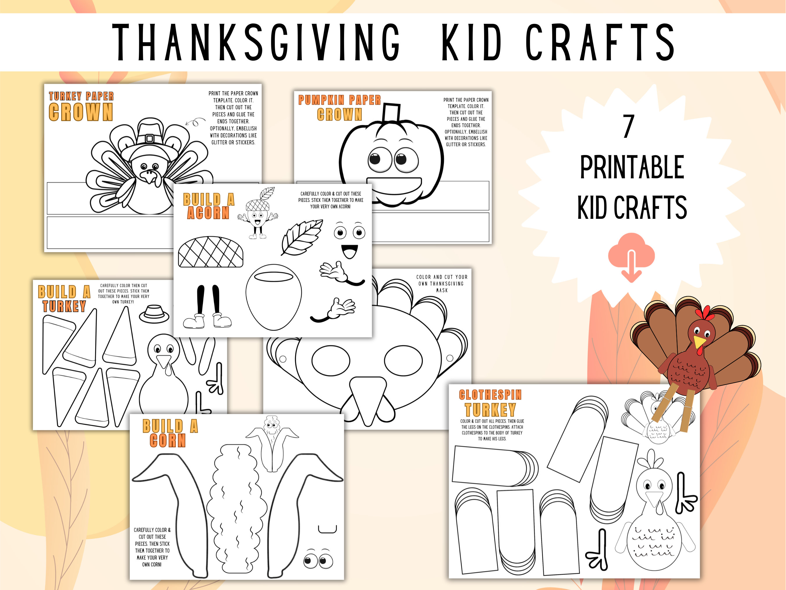 Thanksgiving Kids Crafts Printable Fall Printable Kids Craft Fun Kid Thanksgiving Kids Crafts Printable Fall Printable Kids Craft Fun Kid