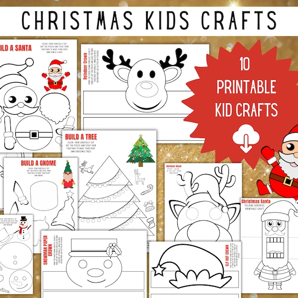 Christmas Kids craft, Christmas kids crafts printable, winter printable kids craft, fun kid's activities, printable kids craft