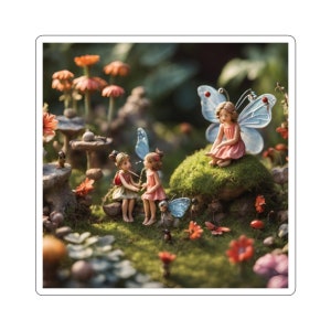 fairies in an enchanted forest Stickers, fairies in a forest, fairy stickers, enchanted forest stickers