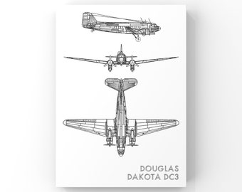 Douglas DC-3 Dakota C47 Skytrain WW2 Aircraft SVG Graphic, Wall Art, Poster, Print (Instant Download)