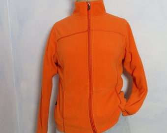 Vintage fleece jacket womans size S to M bright orange by Joy zipper retro fleece sweater 90s sporty jacket streetwear