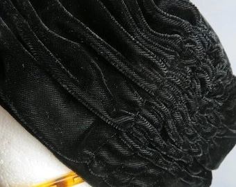Diva velvet cap draped hat velvet turban hat size M black Parisienne 80s