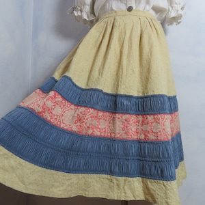 Vintage skirt French Creation De Bréchard Paris long hippie skirt, MADE IN FRANCE Prairie skirt, narrow waist Sz XxS, 50s 60s