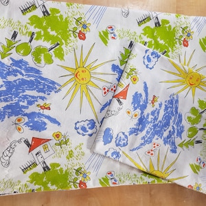 Vintage DDR children&#39;s bed linen set &quot;My colorful world&quot; Planet 2-piece, colorful comic print 100% cotton