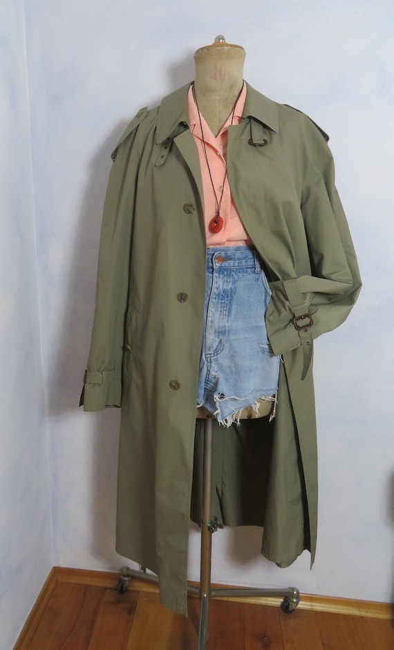 Vintage gender neutral trench coat mens size L ov… - image 2