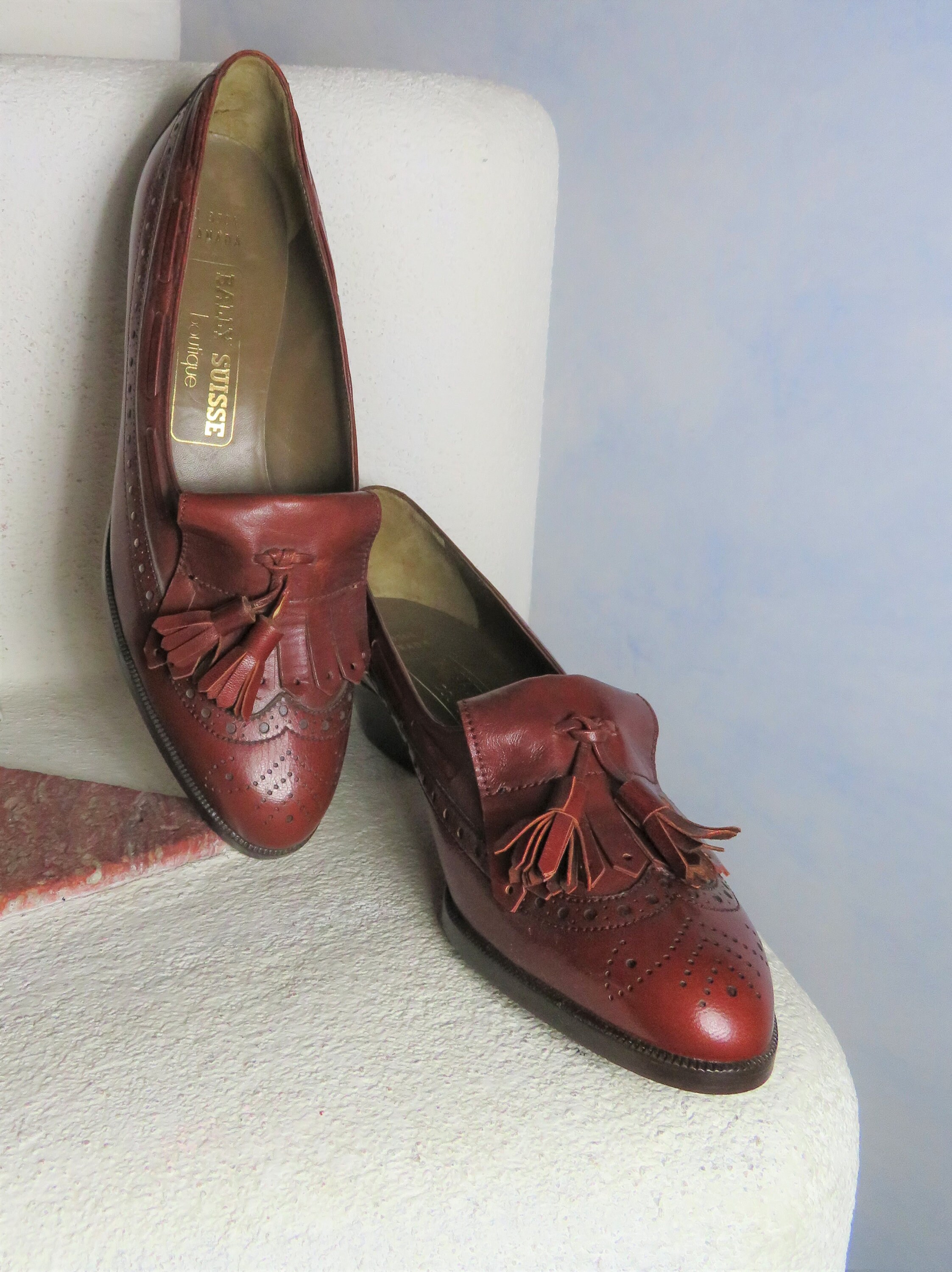 Bally Davies Red‎ Leather Tassel Loafers Mens Size 7 D Swiss Made Bally Vintage Shoes Men - Etsy main image 2