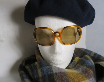 French Beret navy blue beret 100% boiled wool size 55 cm S/Meter basque warm wool hat cap hat cap vintage
