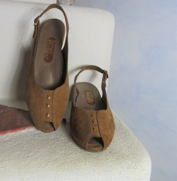 Vintage open toe suede shoes EU 40/UK 6.5/US 8.5 … - image 4
