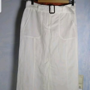 MARC CAIN skirt white big quick black buttons narrow skirt midi length size S y2k vintage