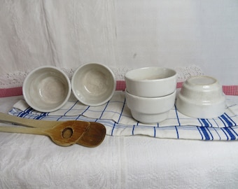 5x Ancient French Ironstone Shapes Stoneware Bowls Small Casserole