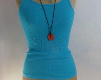 Deadstock 70s Vintage ribbed cotton tanktop light azure blue - Size S/XS - Ribbed undershirt