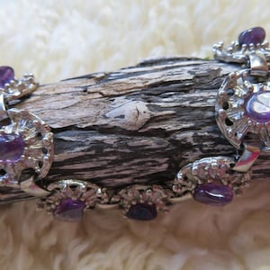 Bracelet Real Amethyst - Danish - Modernist - 70s Vintage Costume Jewelry - Gift for Her