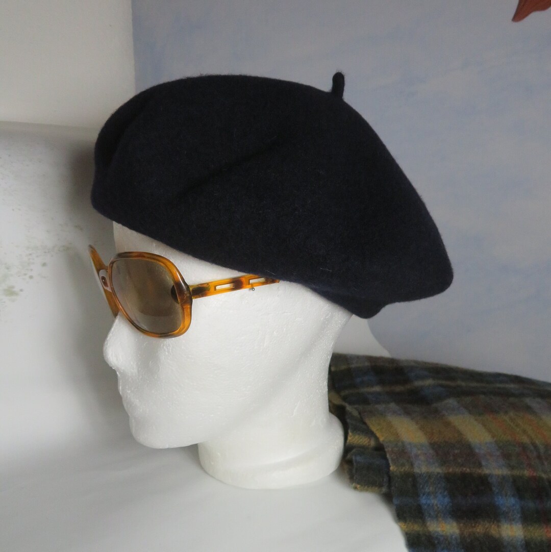 French Beret Black Beret 100% Wool Boiled Size 56 Cm M Basque Warm Wool ...