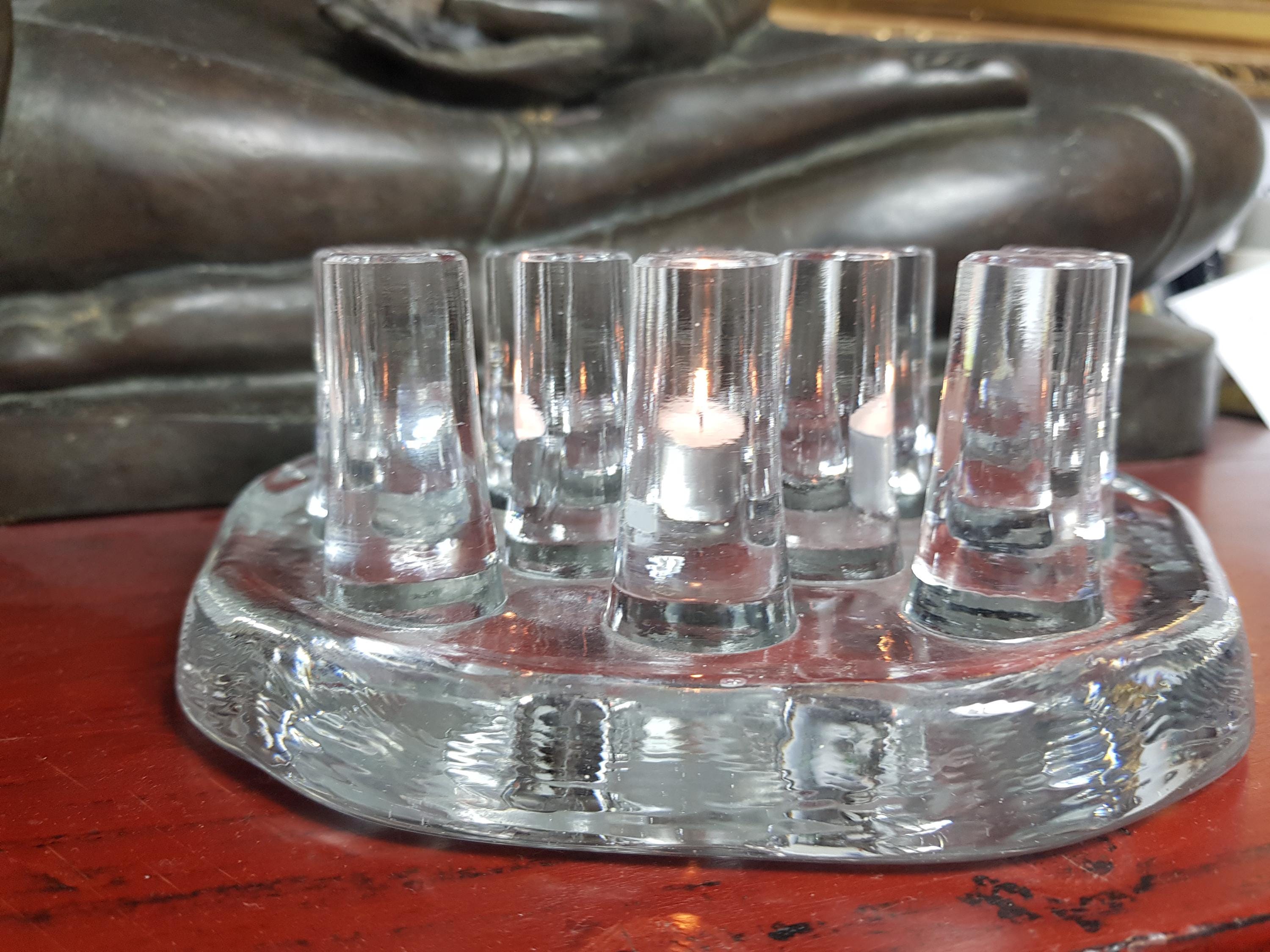 Bougeoir chauffe-plat verre brutaliste MCM Bougeoir chauffe-plat verre brutaliste MCM