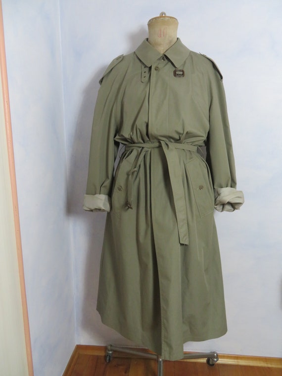 Vintage gender neutral trench coat mens size L ov… - image 6