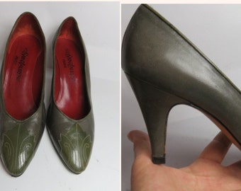 Vintage YSL Yves Saint Laurent Pumps Eu 36/Us 5.5/Uk 3.5 Appliquéd high heel leather pumps small 80s dance shoes for women