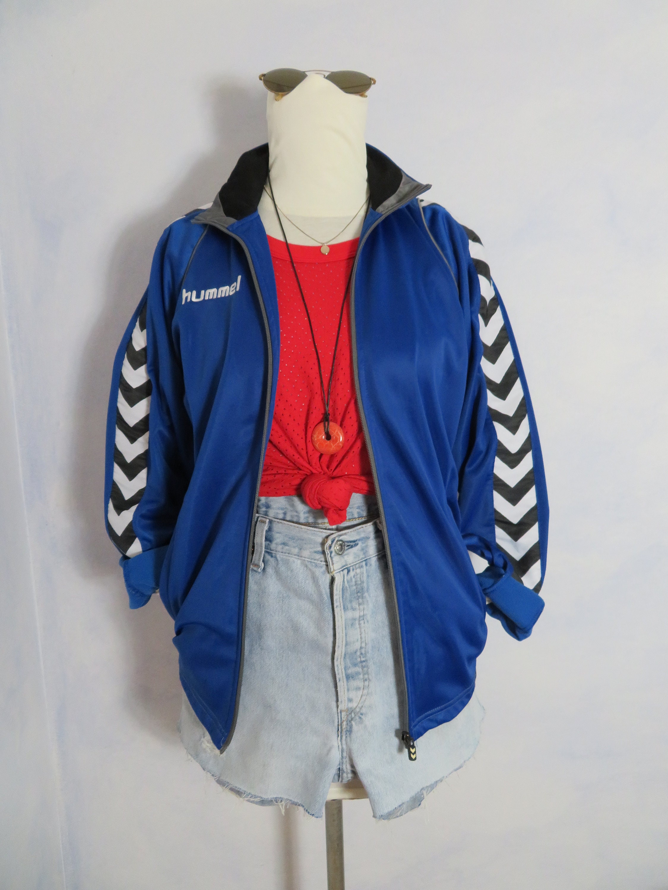 ウェア VINTAGE hummel nylon jacket Vintage Hummel Size M Shiny Nylon Jacket Soft Blue Training