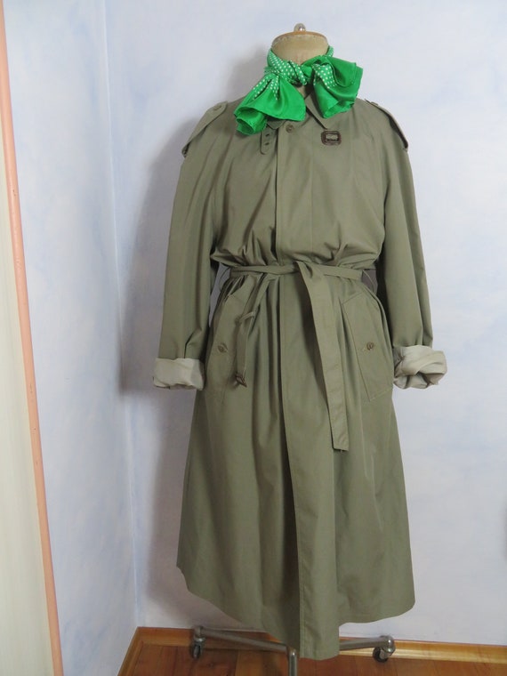 Vintage gender neutral trench coat mens size L ov… - image 7