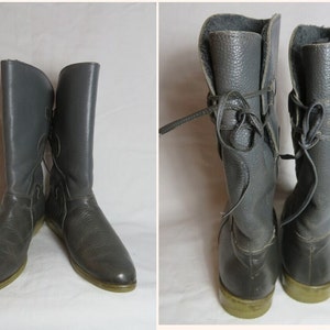 Bottes en peau de mouton pour femmes bottes en cuir EU 38,5/UK 5,5/US 7,5 laine doublée gris bleu bottines décorées bottes d'hiver chaudes années 40