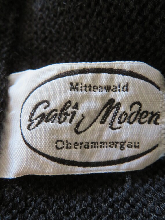 Crop Bavarian Cardigan Size L Black 100 Wool Dirn… - image 9