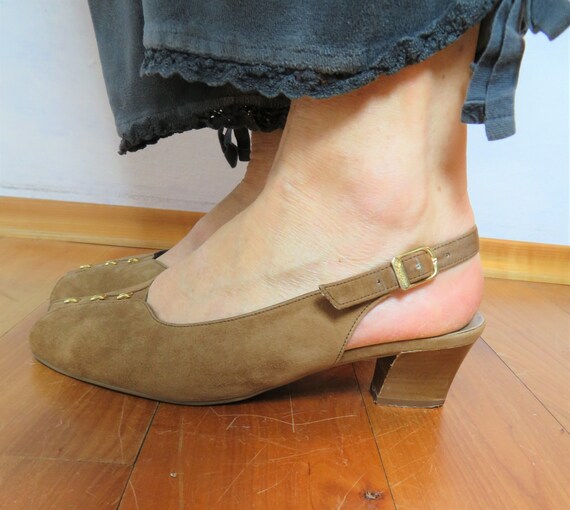 Vintage open toe suede shoes EU 40/UK 6.5/US 8.5 … - image 7