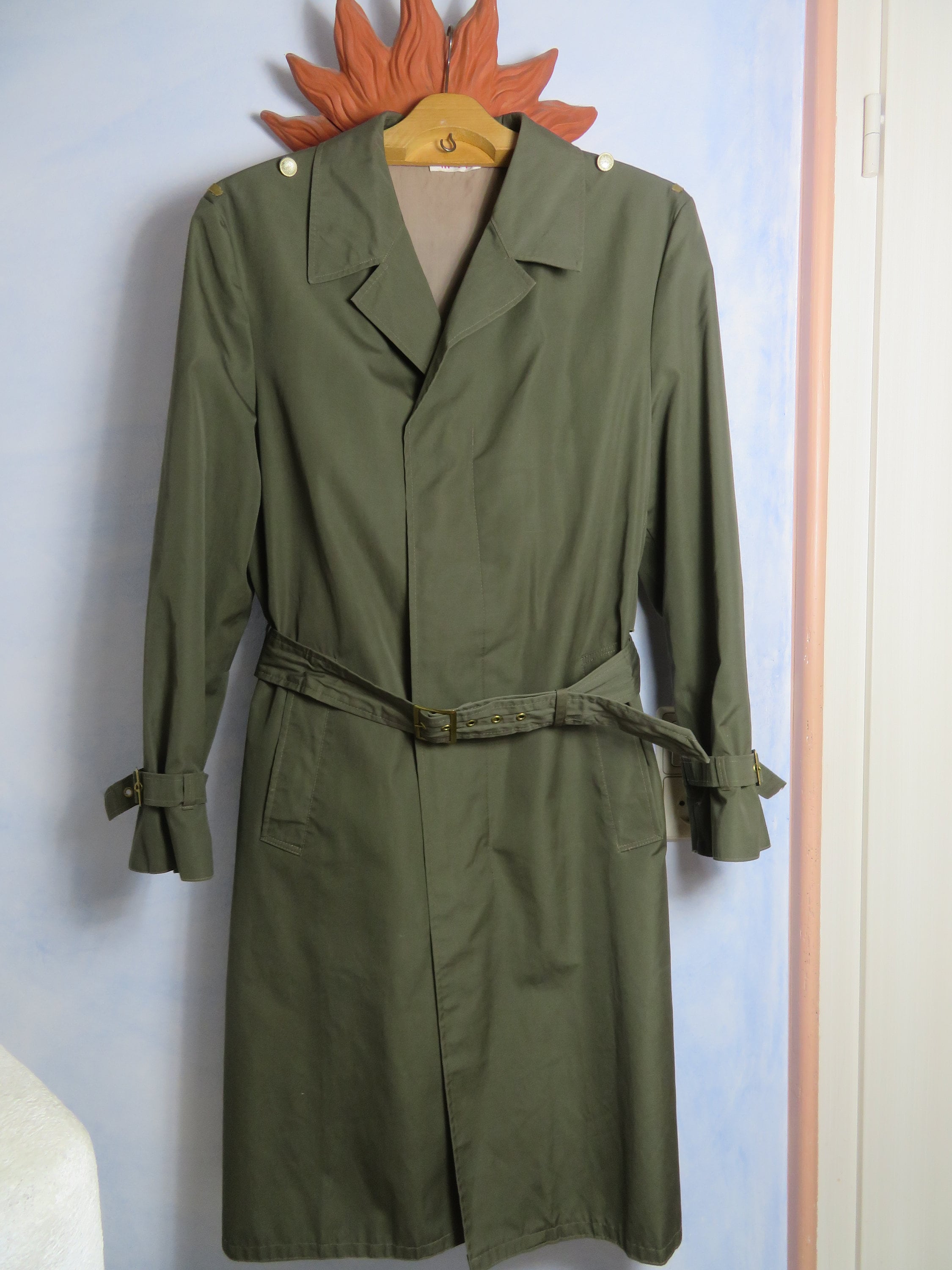 Olive green duster jacket hotsell