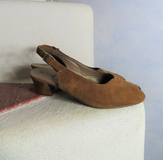 Vintage open toe suede shoes EU 40/UK 6.5/US 8.5 … - image 5