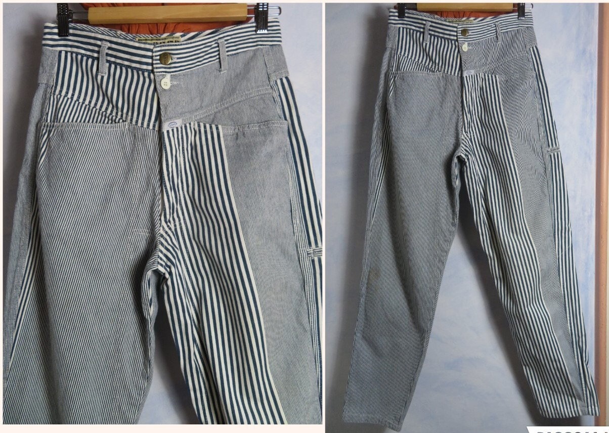 Marithe Francoise Girbaud X Closed Jeans Pants Size It 46/meter/30 Inch  Blue White Stripes Denim Jeans High Waist Mom Dad Carrot Jeans 90s 