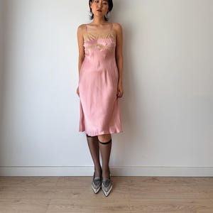 vintage silk slip dress Peach 1930s Silk and French Lace