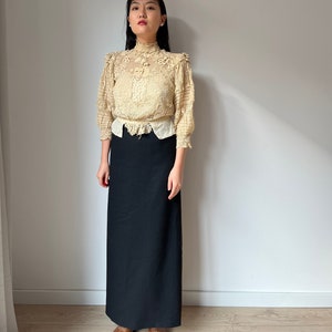 Antique White 1900 1910’s Corset Bodice Blouse, Edwardian Cotton Lace Corset Cover, Vintage Button Up Embroidered Crop Top