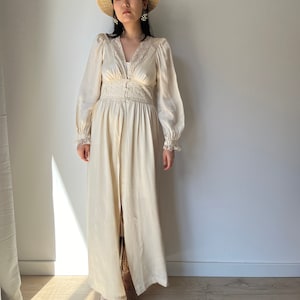Vintage Silk Lace Nightgown: 1930s Embroidered Bridal Negligee