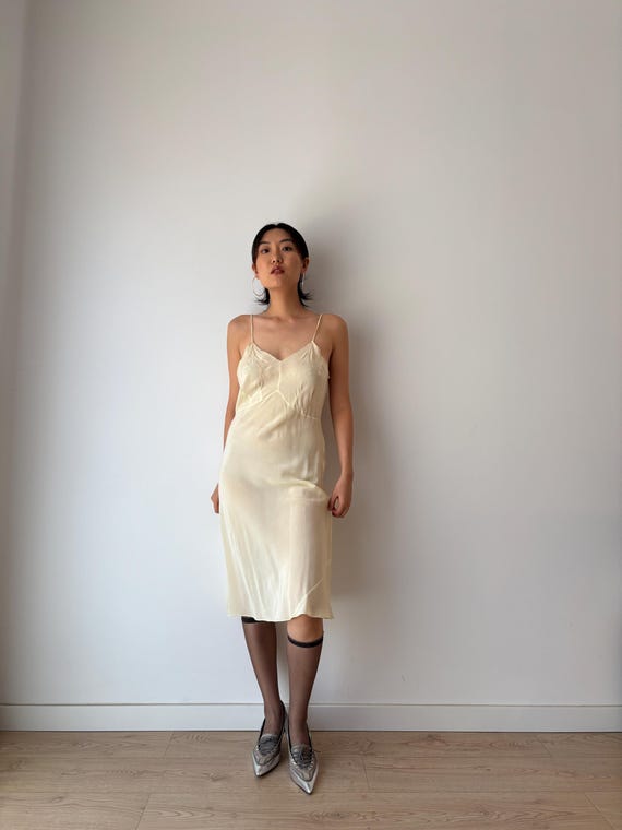 1930s Embroidered Silk Slip Dress, Antique Yellow Lace, Vintage Mini - Etsy