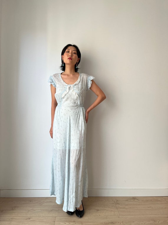 Vintage 1940s Blue Floral Silk Crepe Dress, Bias Cut Slip - Etsy Finland Vintage 1940s Blue Floral Silk Crepe Dress, Bias Cut Slip - Etsy Finland