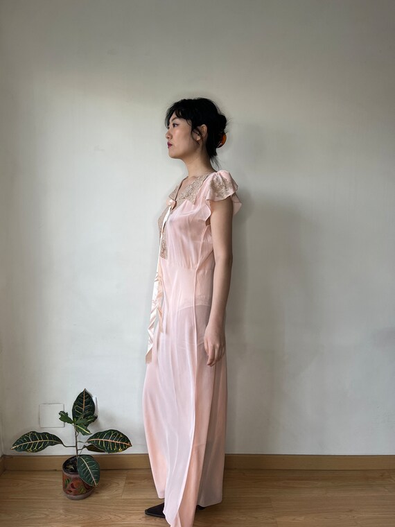 1930s Bias Cut Silk Ruffle Gown main image 1